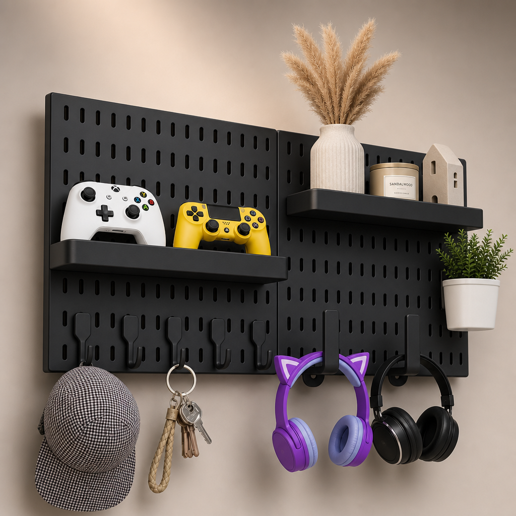 Pegboard Wall Organizer — Versatile Display & Storage System for Controllers, Headphones, Collectibles & Everyday Essentials