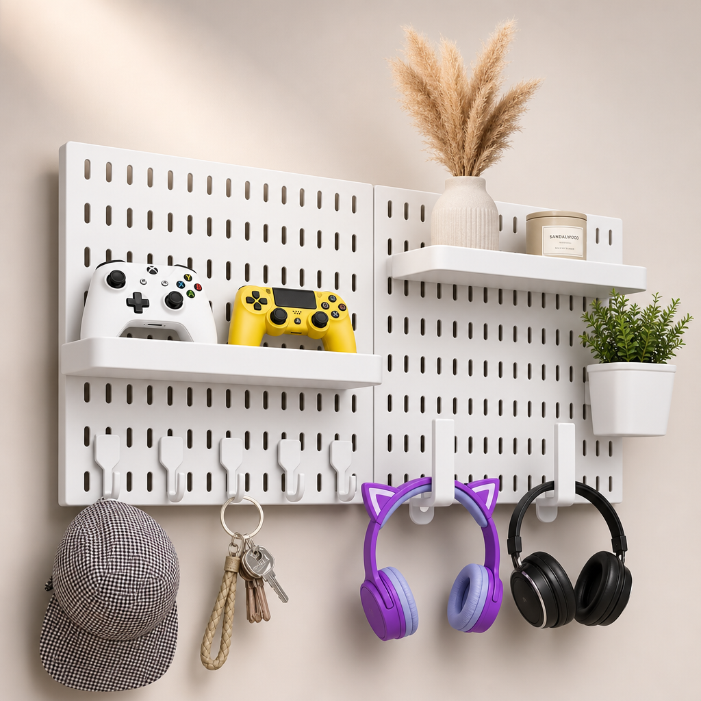 Pegboard Wall Organizer — Versatile Display & Storage System for Controllers, Headphones, Collectibles & Everyday Essentials