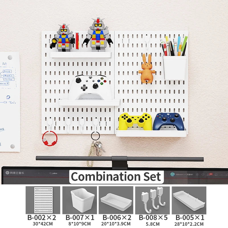 Modular Pegboard Wall Organizer — Sleek Matte Display & Storage System for Collectibles, Gaming Gear